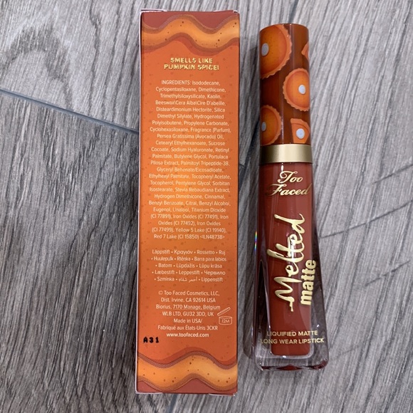 SOLD⚠️NIB TOO FACED MELTED MATTE LIQUIFIED LONG WEAR LIPSTICK Pumpkin Spice7ml - Picture 4 of 10